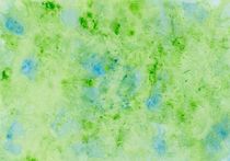 Von Hand mit Wasserfarbe gemaltes Aquarell mit Verlauftechnik in Grün und Blau by Heike Rau