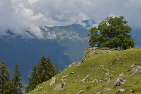 Swiss-mountain-scene-watercolour