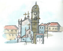 Italian Church Watercolor by Malcolm Snook