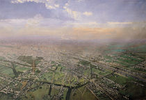 General view of Paris from a hot-air balloon by Victor Navlet