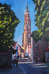 Landshut Münchner Tor Gemälde von M.  Bleichner