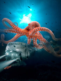 Riesen Octopus verfolgt ein U-Boot von Sven Bachström