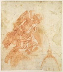 Suspended angel and architectural sketch by Bernardino Barbatelli Poccetti