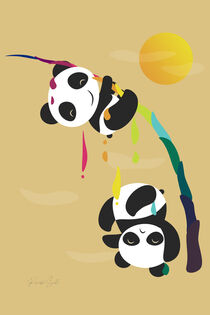 Pandas meet rainbow von imrikstudio