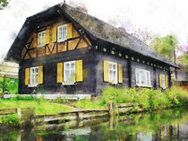 Spreewald Aquarell. Traditionelle Haus im Spreewald bei Lehde. von havelmomente