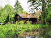 Spreewald Aquarell. Traditionelle Haus im Spreewald bei Lehde. by havelmomente