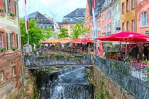 Wasserfall und Restaurants in Saarburg (Deutschland) by havelmomente