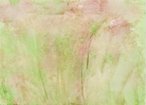 Von Hand gemalter Aquarell Folienabdruck in Grün, Ocker und Rosa von Heike Rau