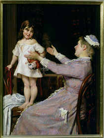 Little Girl with a Doll and Her Nurse by Christian Pram Henningsen