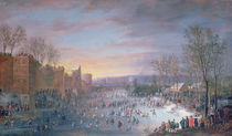 Ice Skating on the Stadtgraben in Brussels von Robert van den Hoecke