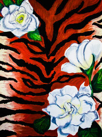 Tiger floral print by Dawn Siegler