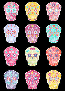 Watercolor Mexican Day of the Dead Sugar Skulls von Nic Squirrell
