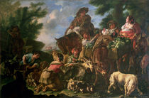 Group of shepherds with a horse  by Domenico Brandi