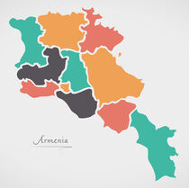Armenia Map with states and modern round shapes by Ingo Menhard