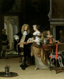 The Betrothal: A Young Couple in an Elegant Interior by Eglon Hendrick van der Neer