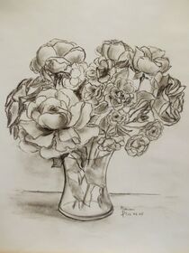 Vase mit Rosen von Dorothy Maurus
