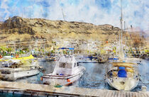 Painting of Puerto de Morgan at Gran Canaria Island. Spain. von havelmomente