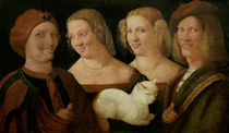 Four People Laughing at the Sight of a Cat  by Niccolo Frangipane