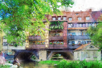 Krämerbrücke von Erfurt. Fachwerkhäuser auf einer Brücke. von havelmomente