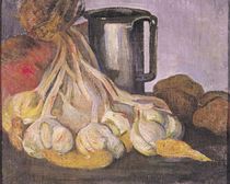 A Bunch of Garlic and a Pewter Tankard  von Meyer Isaac de Haan