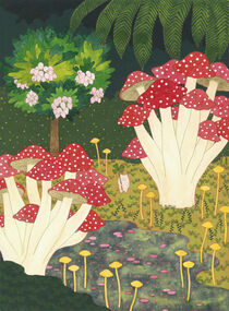 Lucky Pig in the Mushroom Rainforest von Ayumi Yoshikawa