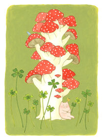 Lucky pig with mushroom tree