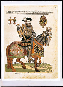Equestrian portrait of Charles V in armour  von Hans Liefrinck