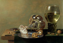 A still life with glass of wine by Hans van Sant