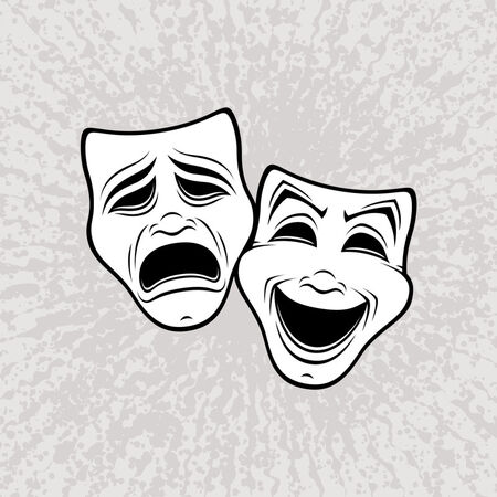 Comedy-tragedy-masks-blackline-print