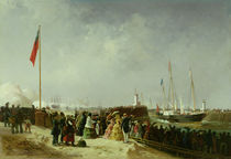 The Departure of the Steam Packet at Boulogne  by Louis Bentabole