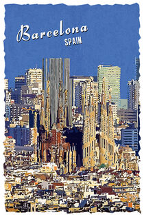 Barcelona im Vintage Style von printedartings