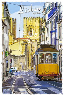 Lissabon im Vintage Style von printedartings