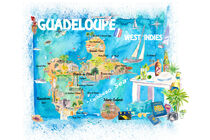 Guadeloupe Antillen Illustrierte Karibik Reisekarte mit Highlights der Westindischen Inseln Traum von M.  Bleichner