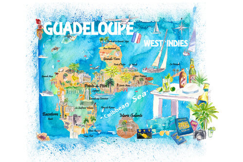 Guadeloupe-illustrated-travel-map-with-roadss
