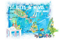 St. Kitts Nevis Antillen Illustrierte Karibik Reisekarte mit Highlights der Westindischen Inseln Traum von M.  Bleichner