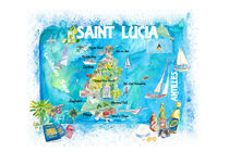 St. Lucia Antillen Illustrierte Karibik Reisekarte mit Highlights der Westindischen Inseln Traum von M.  Bleichner