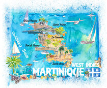 Martinique Antillen Illustrierte Karibik Reisekarte mit Highlights der Westindischen Inseln Traum by M.  Bleichner