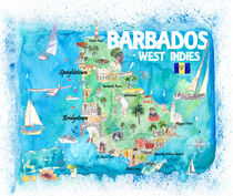 Barbados Antillen Illustrierte Karibik Reisekarte mit Highlights der Westindischen Inseln Traum by M.  Bleichner