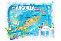 Anguilla Antillen Illustrierte Karibik Reisekarte mit Highlights der Westindischen Inseln Traum von M.  Bleichner
