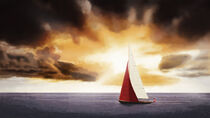 Red sail and sunset by Hajarimanitra Rambeloarivony