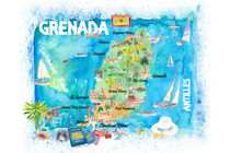 Grenada Antillen Illustrierte Karibik Reisekarte mit Highlights der Westindischen Inseln Traum by M.  Bleichner