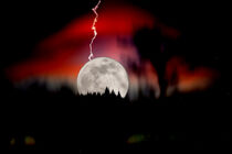 Moon and lightning by Michael Naegele