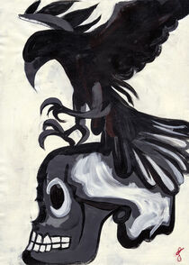 Crow on skull by berjengrien