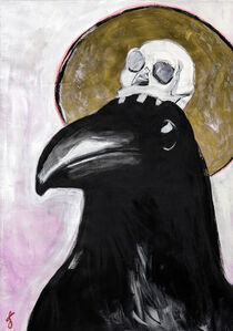 Crow with skull by berjengrien