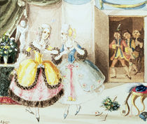 Fiordiligi and Dorabella watched from the doorway by Don Alfonso by Johann Peter Lyser