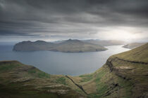 Panorama of Streymoy and Vagar islands with clouds at sunset, Faroe Islands by Bastian Linder