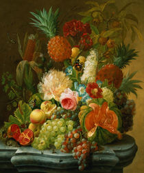 Still Life with a Melon and Grapes  by Johannes Hendrick Fredriks