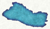 El Salvador map with drawn lines and blue watercolor illustration von Ingo Menhard