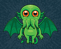 Cute Green Cthulhu Monster by John Schwegel