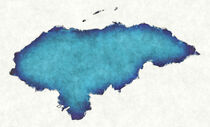 Honduras map with drawn lines and blue watercolor illustration by Ingo Menhard
